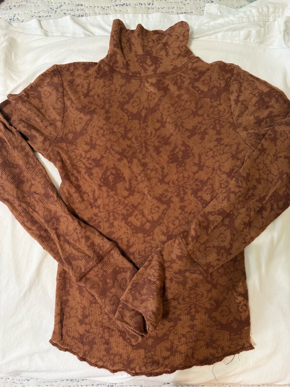 Free People Orange Patterned Layering Turtleneck Size XS